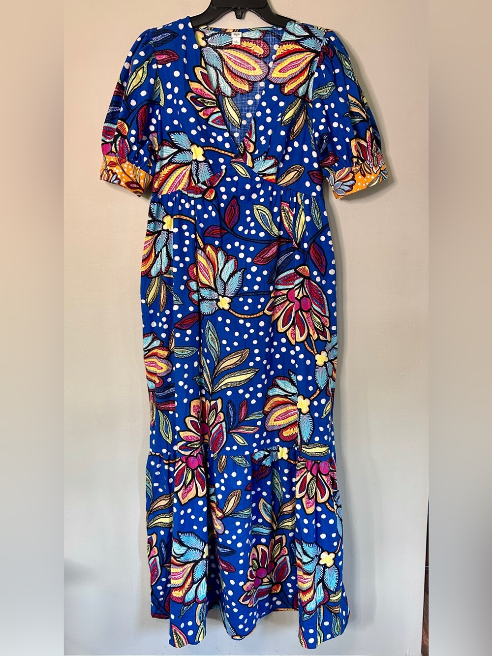 Tabitha Brown Floral Dot Statement Tiered Maxi Dress Whimsy Garden Party Artsy 8 - Picture 3 of 16
